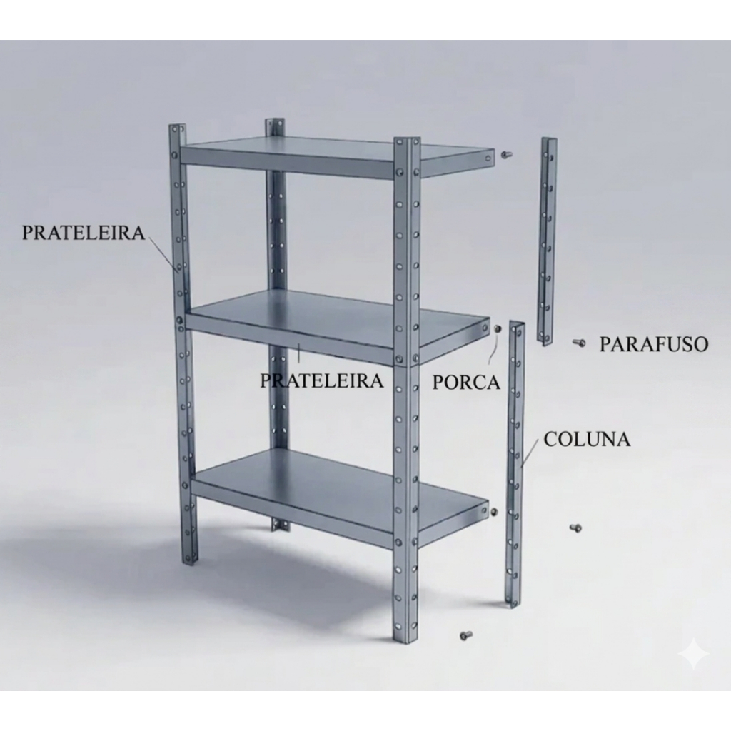 Detalhes do Estante Armário de aço galvanizado 90cm 6 prateleiras - Envio imediato