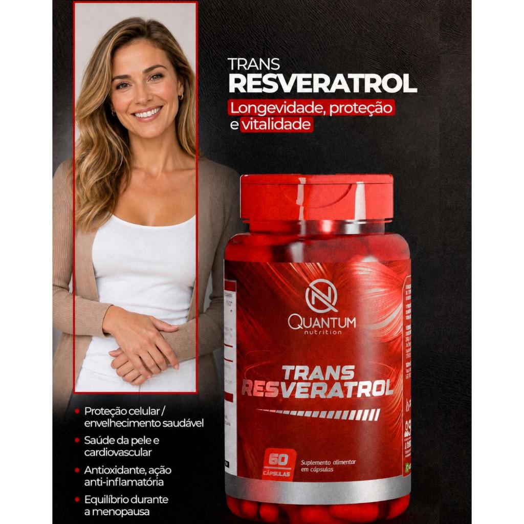 Trans-Resveratrol Antioxidante Suplemento Alimentar Saúde Celular e Pele  Quantum Nutrition