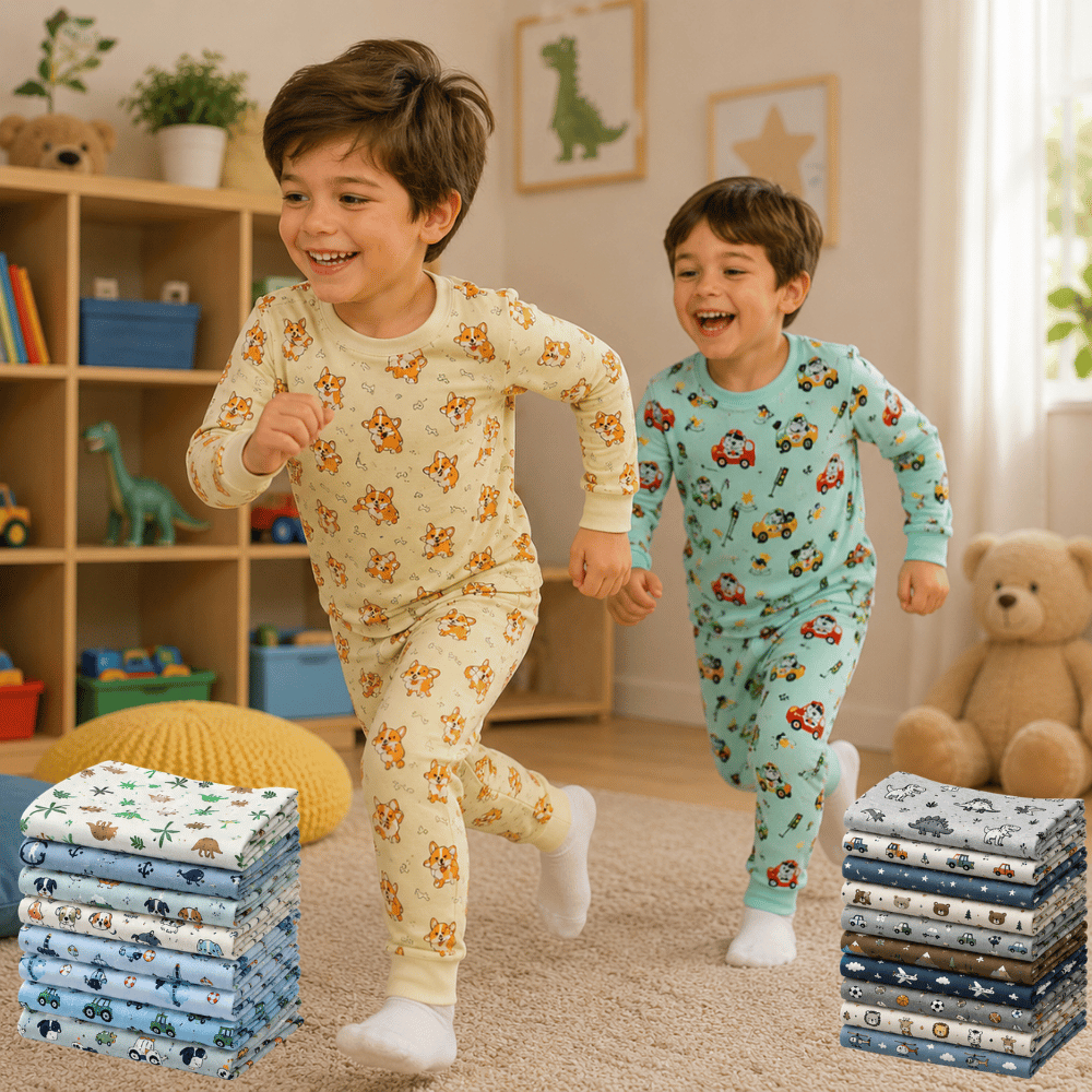 Kit 4 peças Pijamas Infantil Menino Inverno Quentinho Confortável 100% Algodão Estampado
