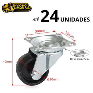 Kit até 24 Peças Rodinha Para Moveis Rodizio Giratorio Antiruido Resistente Altas Cargas Nao Risca