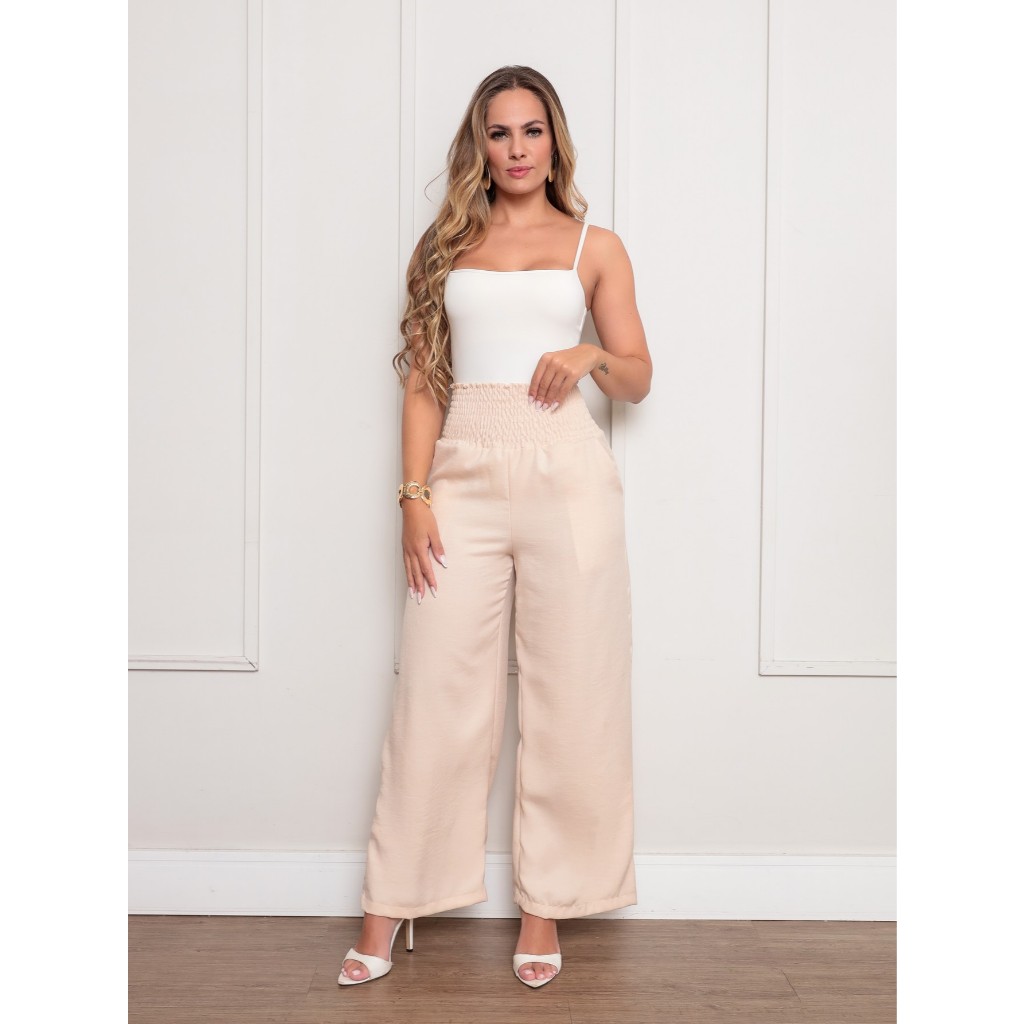 Calça Feminina Pantalona Elastex na Cintura Confortável