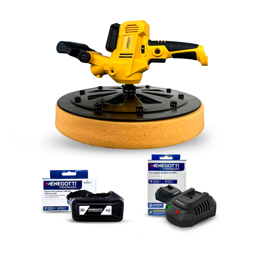Desempenadeira Menegotti MDE Brushless c/ Bateria 4Ah Carregador Bivolt Massa Gesso