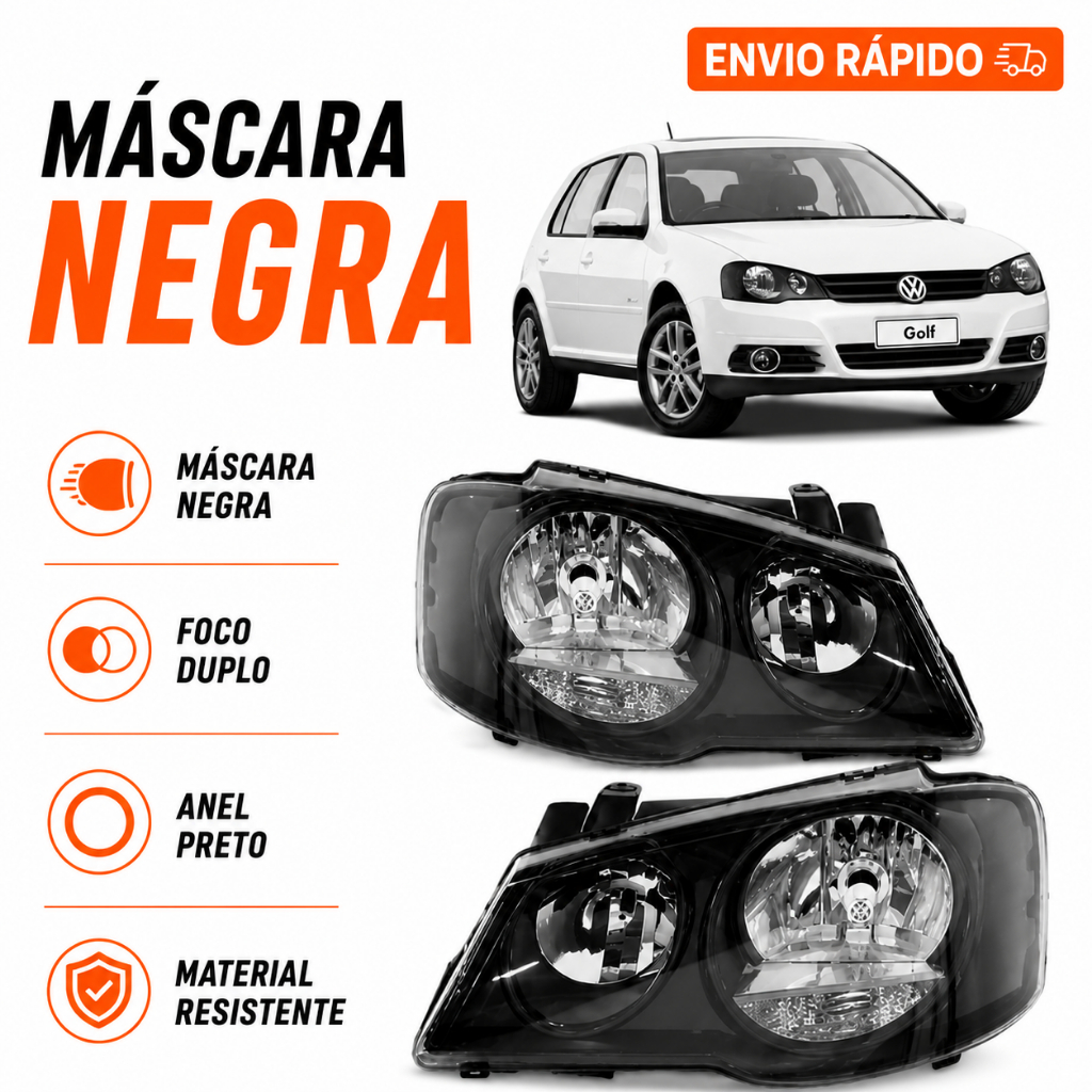 Par Farol Golf 2008 2009 2010 2011 2012 2013 Foco Duplo Mascara Negra