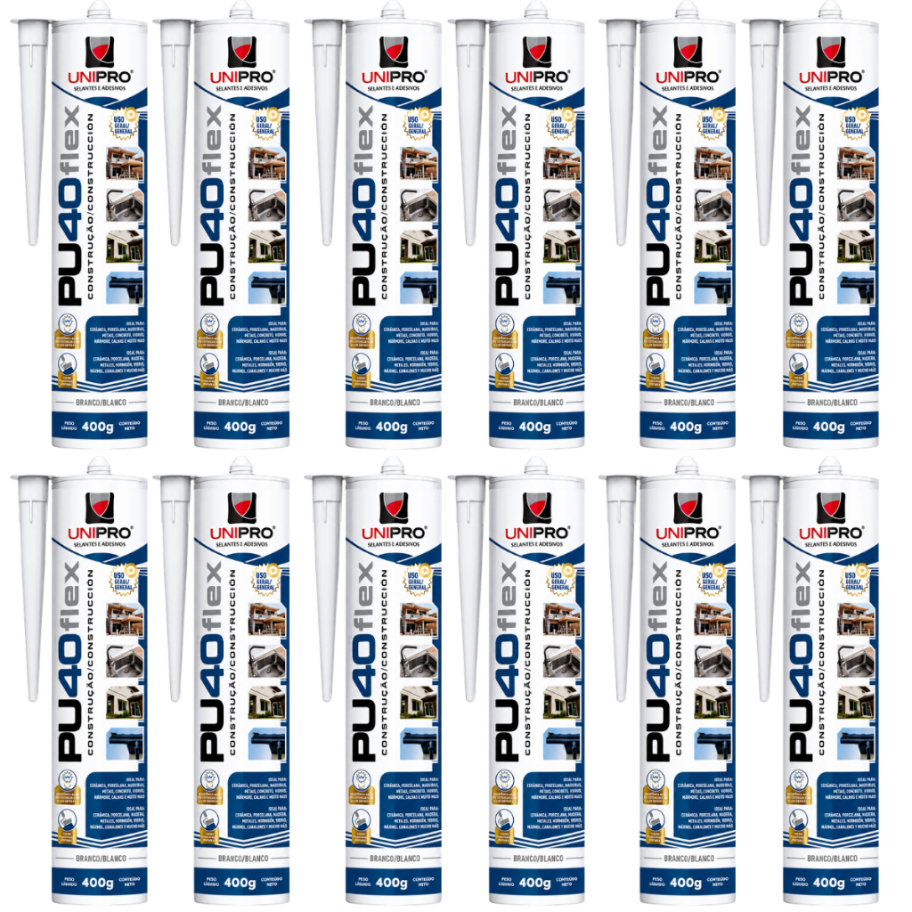 Kit 12 Adesivo De Construção Pu 40 Profissional 400g