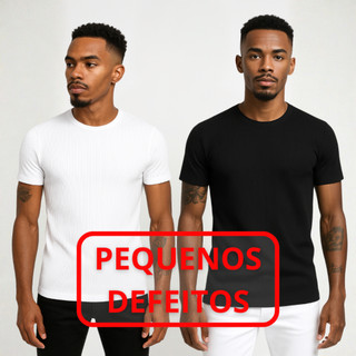 Camiseta Americana Canelada Slim Estilo Rapper *PEQUENOS DEFEITOS*