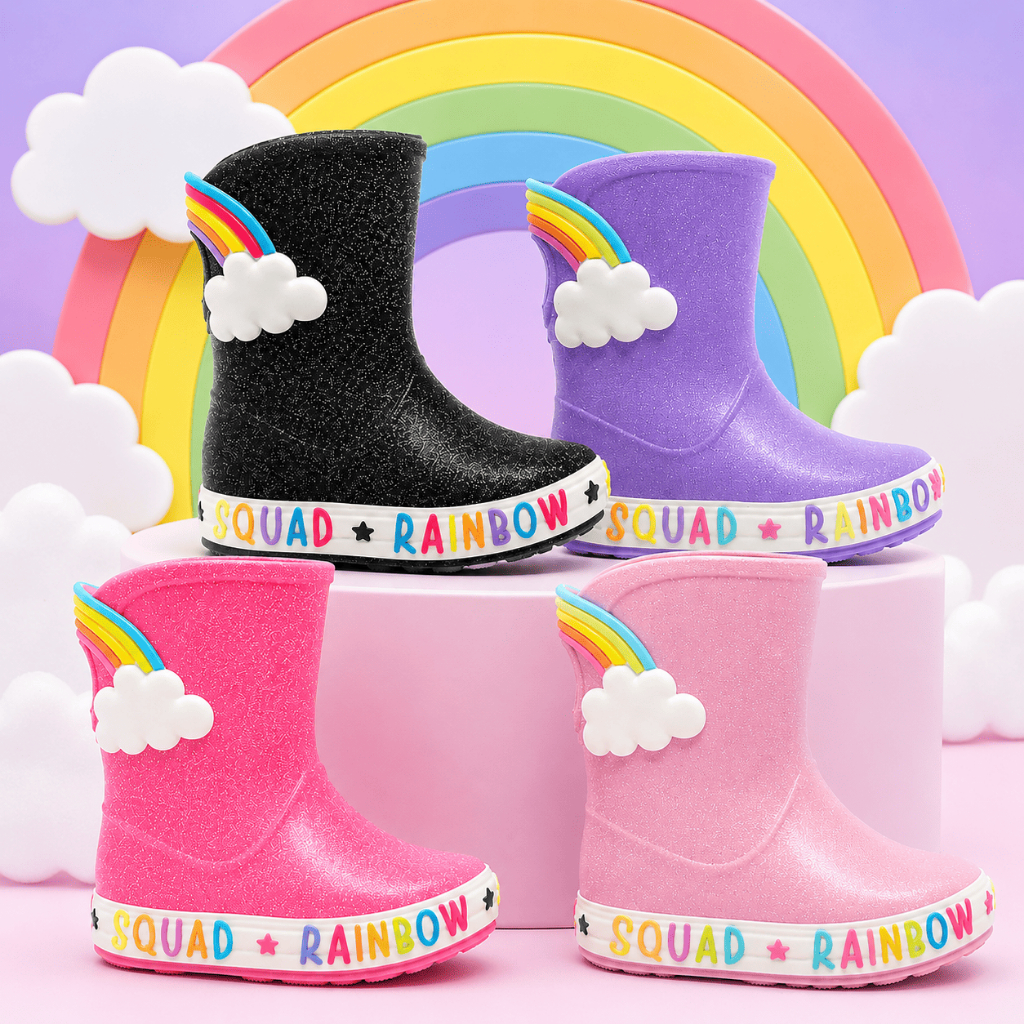 Galocha Infantil Menina Rainbow Arco Iris Plugt Enfeite Delicada Várias Cores Bo