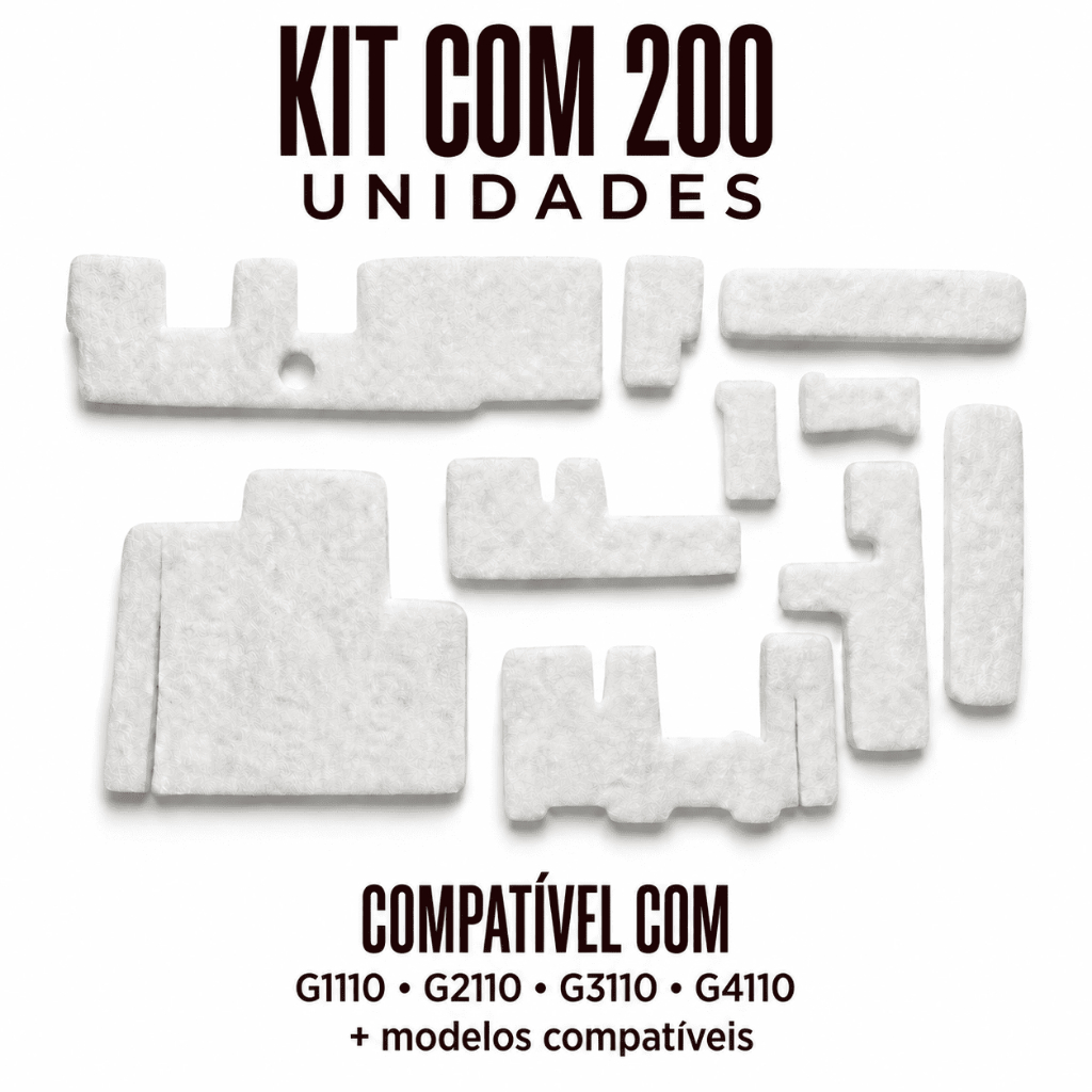 Kit 200 Almofada Absorvente Feltro Canon G1110 G2110 G3110 G3111 G4110 QY5-0593 Alta Absorção