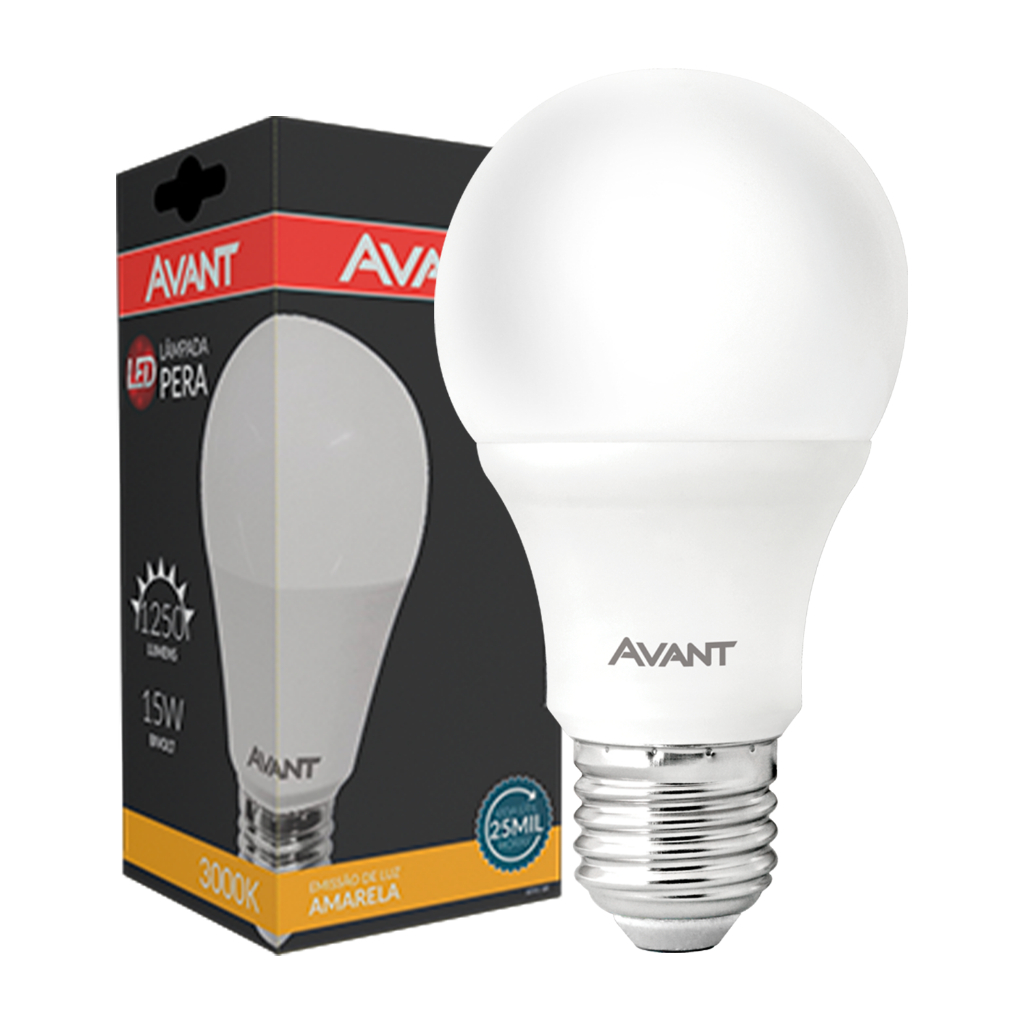 Kit 20 ou 30 Lâmpada Led Pera 15w 3000k Branco Quente E27 Bivolt Branco Avant