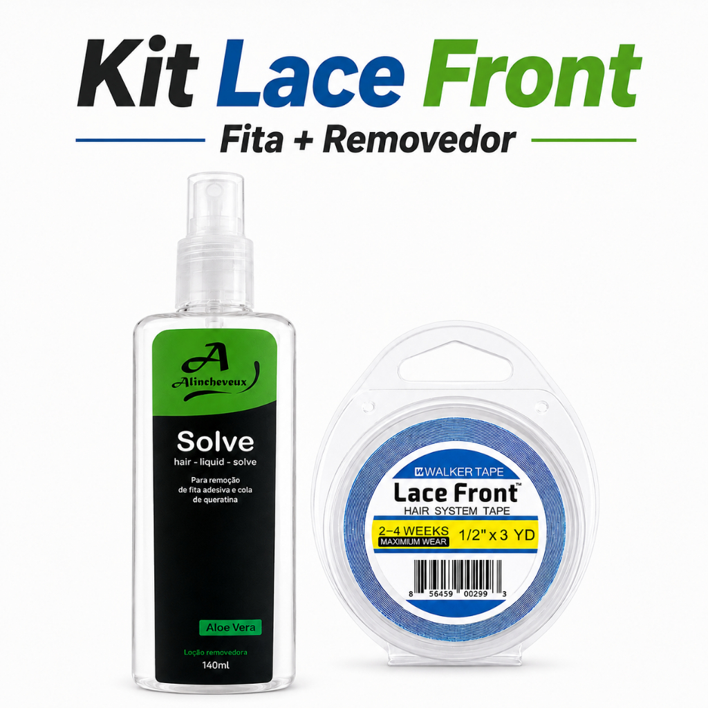 Kit Mega Hair Fita Adesiva Lace Front + Removedor Alin Solve
