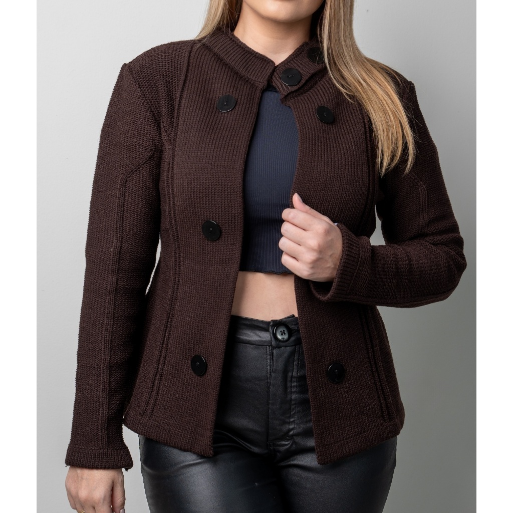 Casaco Feminino Trico Inverno Luxo Cardigan Botões Aberto Lã Elegante Frio Plus Size 20178