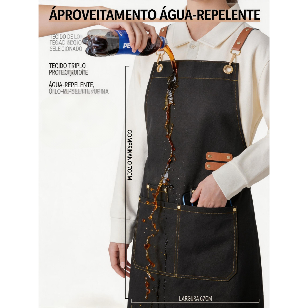 Avental de Cozinha Profissional: 2 Bolsos Frontal, Ajustável e Unissex - Prático e Resistente!