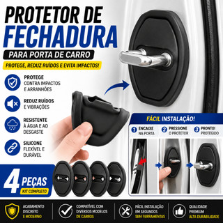 Almofada Protetora Fechadura Automotiva Anti Batida Silicone Universal Porta Carro kit 4,8 e 12peças