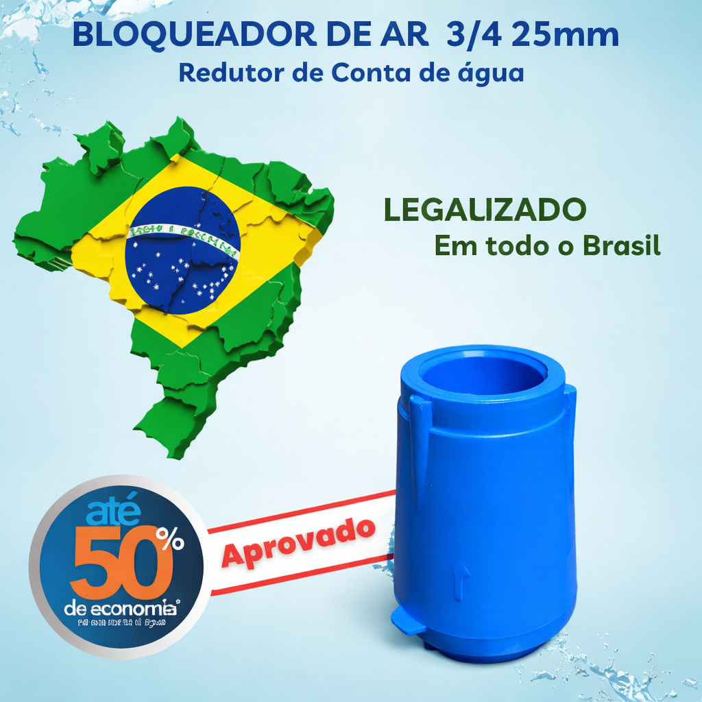 Bloqueador de Ar Redutor De Conta Água Até 65% a mens na conta