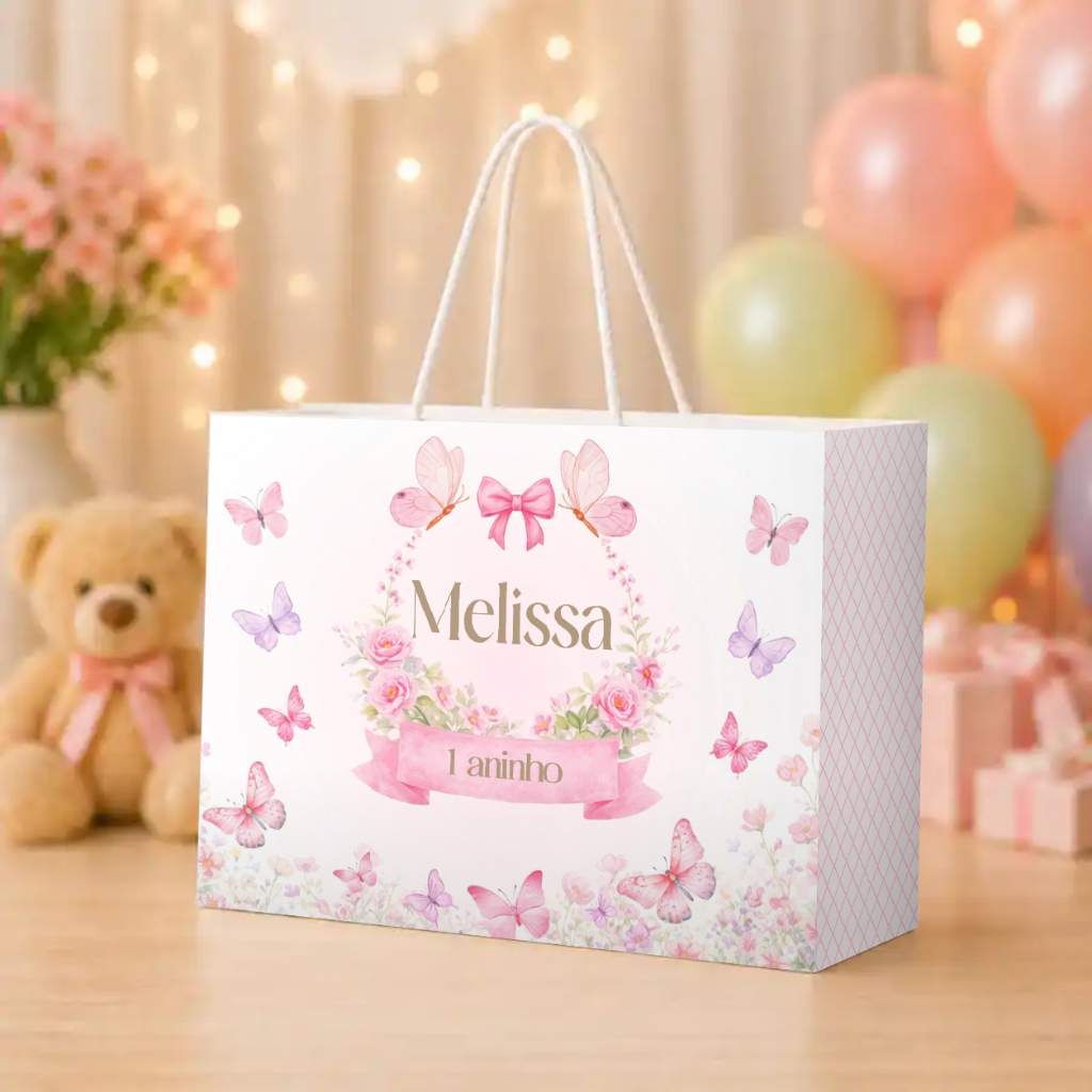 Sacolinhas Personalizadas - BORBOLETAS - Lembrancinhas para festas -PEGUE E MONTE