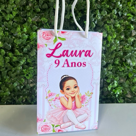 Sacolinha Pequena PP Personalizada Bailarina IA Lembrancinha Aniversario Festa Fazemos Qualquer Tema