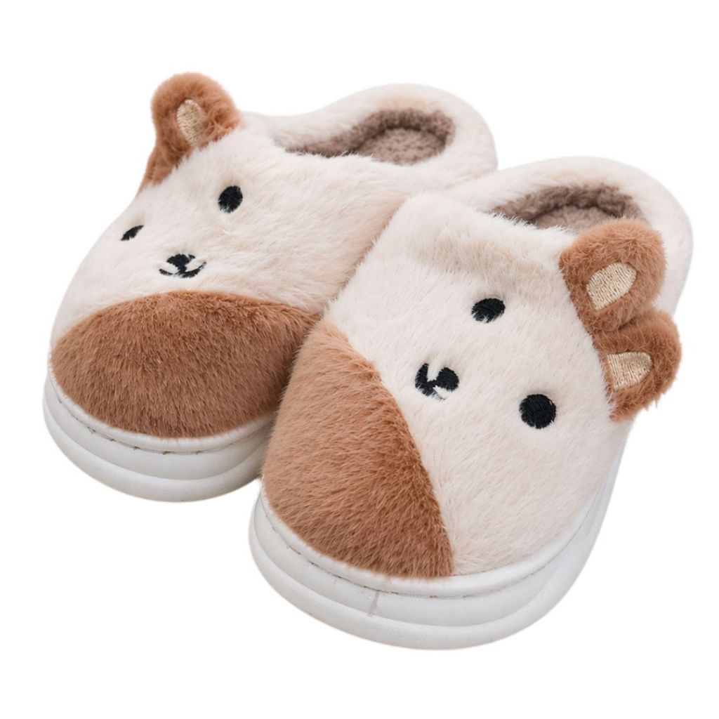 Pantufa Infantil Coelho Colorida Marrom Inverno Quarto Criança Frio Antiderrapante Menino Menina