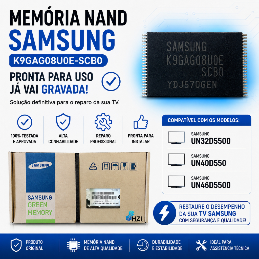 Memoria Flash Nand Tv Smart UN32D5500 UN40D5500 UN46D5500 UNxxD5500 Gravado atualizado K9gag08u0e original