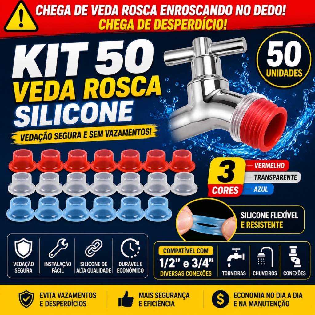 Junta De Vedação De Torneira À Prova D'água-50 Unidades De Anéis De Silicone - Veda Rosa 1/2 - 3/4