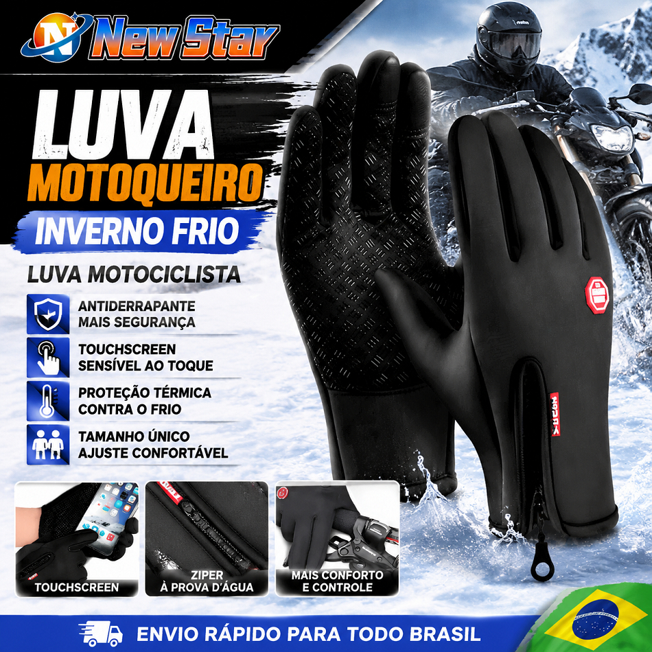 New Star Luva Motoqueiro Inverno Frio Luva Motociclista Antiderrapante Tamanho Único TouchScreen Sports