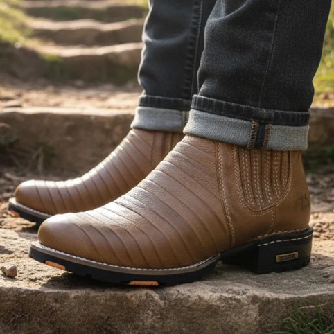 Bota Zebu modelo tatu em couro whisky