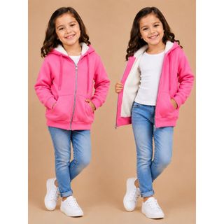 Jaqueta Infantil Feminina Peluciada Com Capuz Inverno Quentinha Estampada Menina Moda Kids