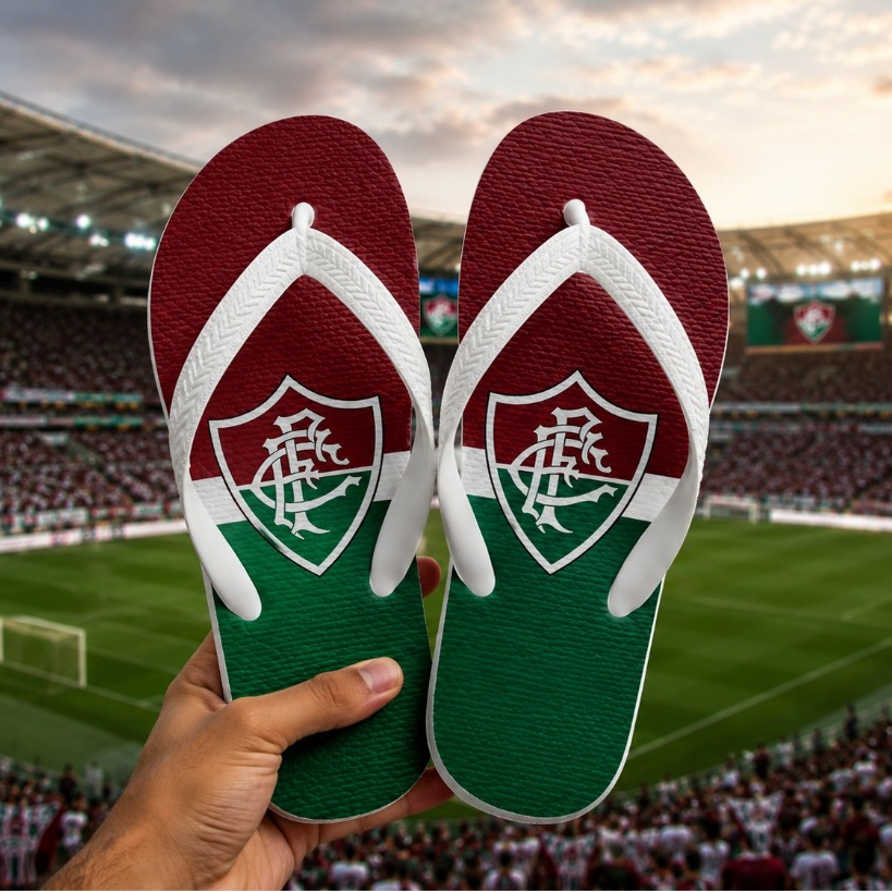 Chinelo do Fluminense Modelo Novo Top Times Estampa Futebol Club