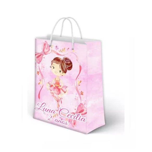 Sacolinha Bailarina Personalizada para Aniversário/ Lembrancinha Festa Infantil / Qualquer nome e idade