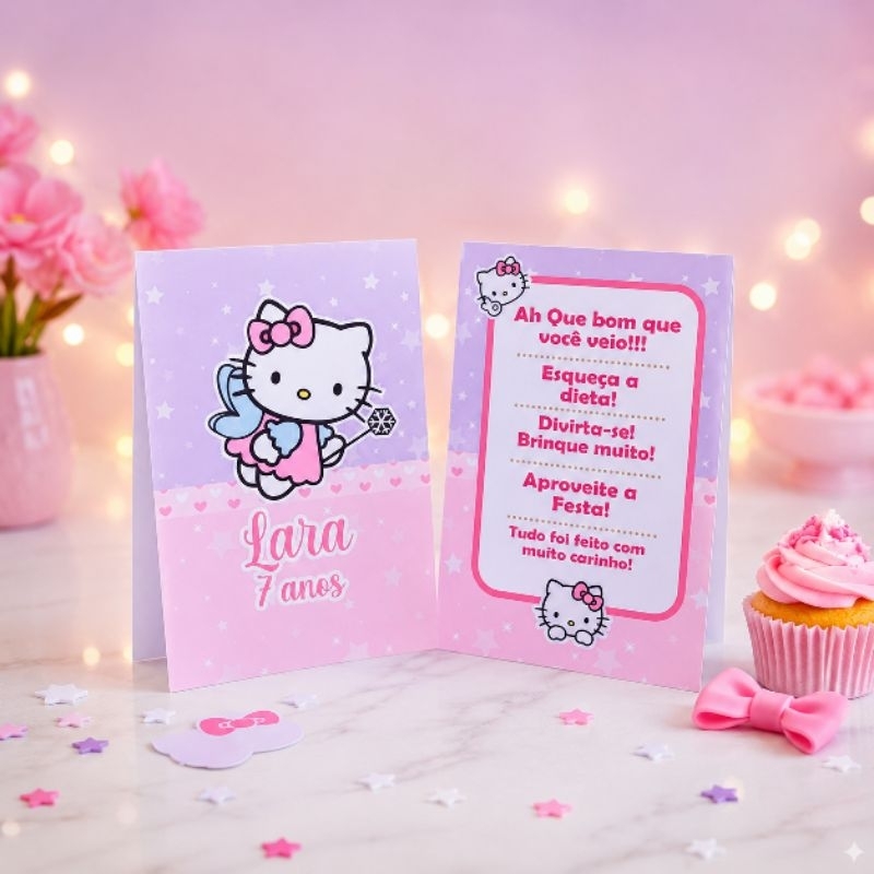 Kit Plaquinha de Agradecimento Hello Kitty - Centro de Mesa- Personalizados- Lembrancinha- Festa- Aniversário- Decoração