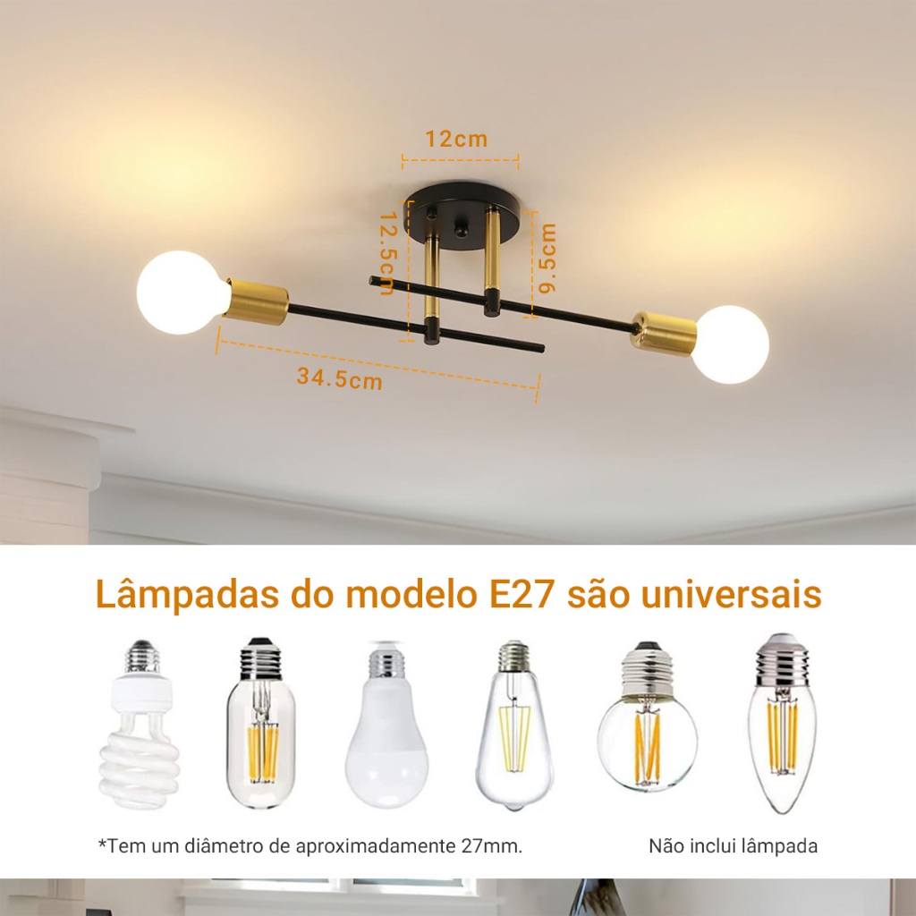 Cabeçote giratório 360°, luminária de chão metálica para leitura em sala e quarto，Plafon，Plafon LED para Teto LED