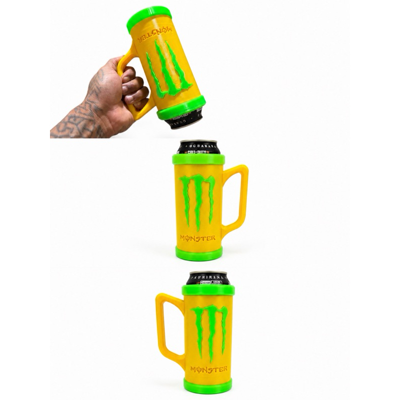 Caneca Monster 3D Porta Lata 473ml copo Suporte para Energético com Alça | Impressão 3D