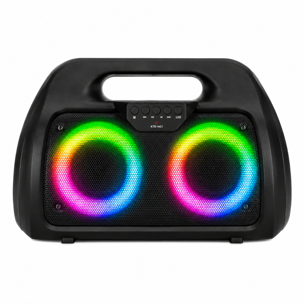 Caixa De Som Bluetooth Modelo Grasep Portátil 20w Led RGB Rádio FM Microfone