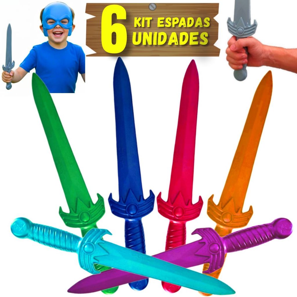 Kit 6 Espadas De Brinquedo Ninja Guerreiro Infantil Herois