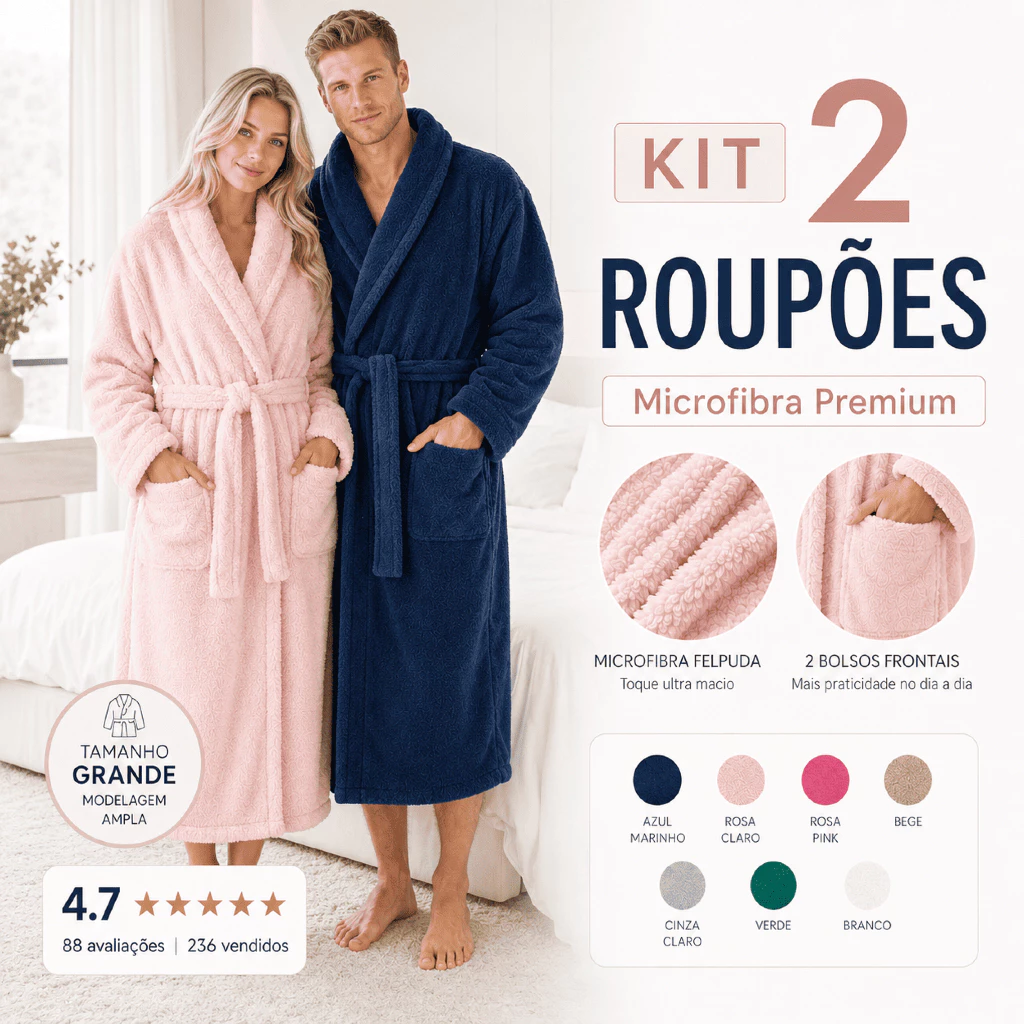 Roupão Aveludado  Plush Flannel Fleece Unissex Manga Longa Luxo Com Bolso Quentinho — imagem 1