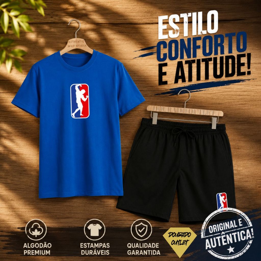 Conjunto Masculino fitnes Camiseta + Short – Estilo, Conforto e Versatilidade - FIT