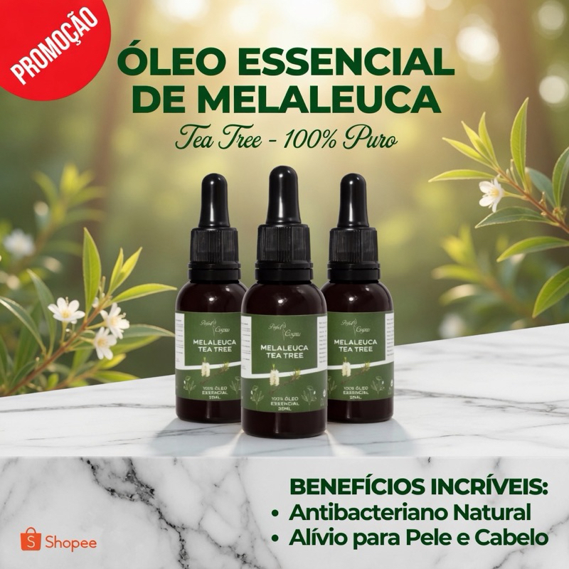 Imagem Óleo Essencial De Melaleuca Tea Tree Conta Gotas 100% Puro 30ml Contra Micose Acne