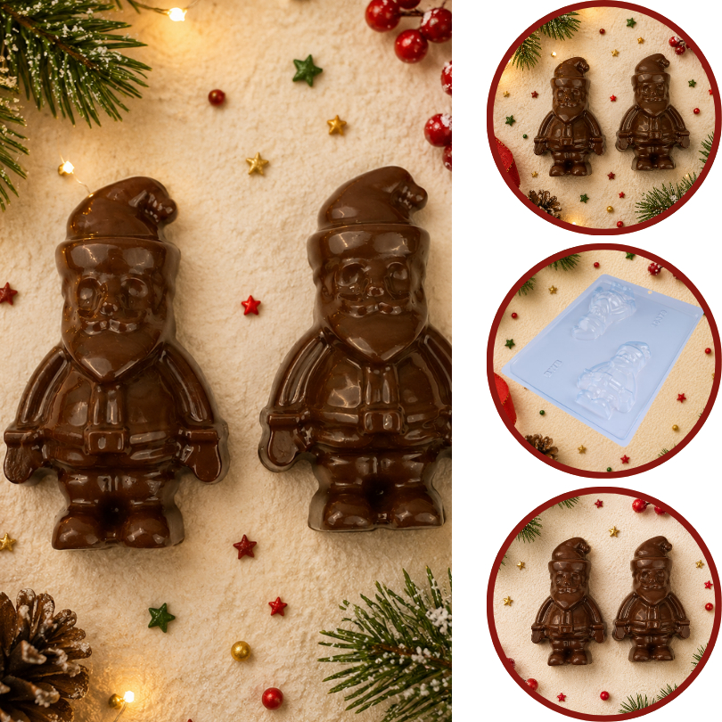1~10 Forma bwb PAPAI NOEL simples  de acetato para chocolate natal 2023 Cód. 10379 (CHOCO)