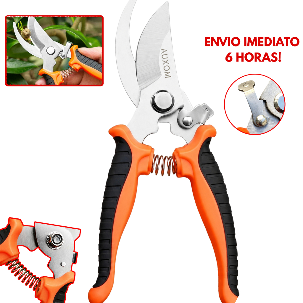 Tesoura Poda Super Afiada - Jardim Profissional Alicate aço - Trava de segurança - Corte arvores grama galhos Plantas