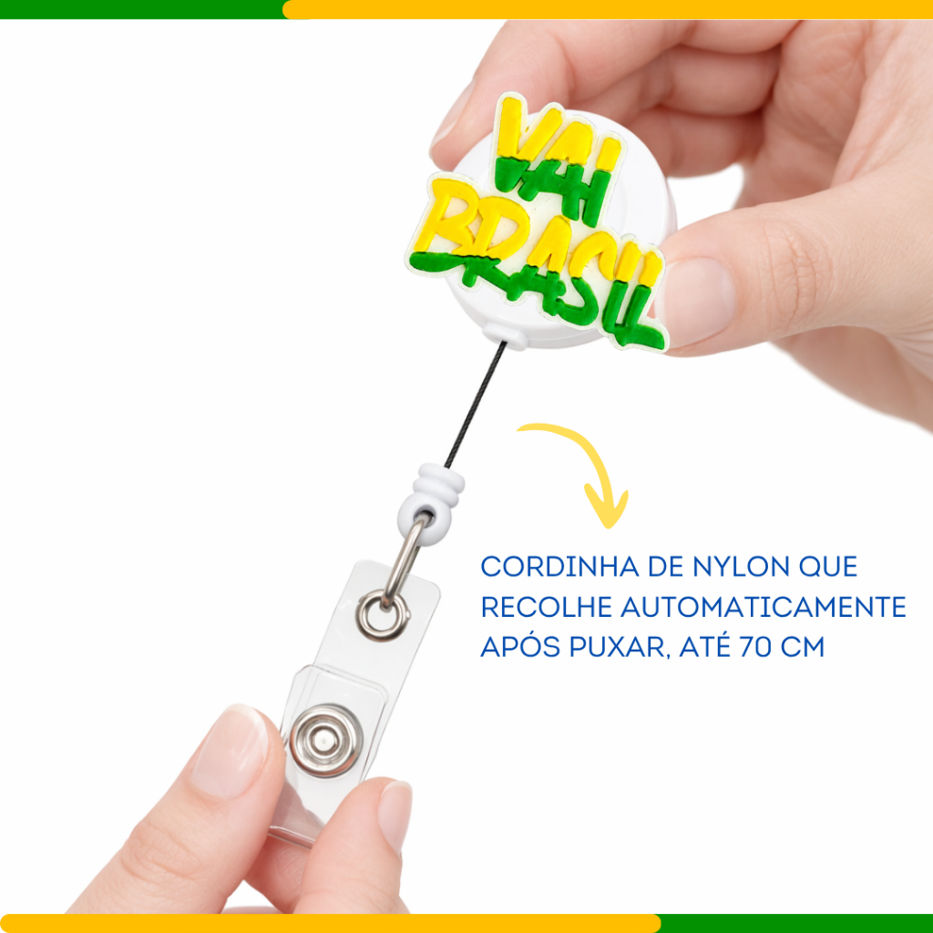 Kit Porta Crachá Brasil Copa do Mundo Hexa Completo c/ Cordinha e Porta Crachá Empresa Escola