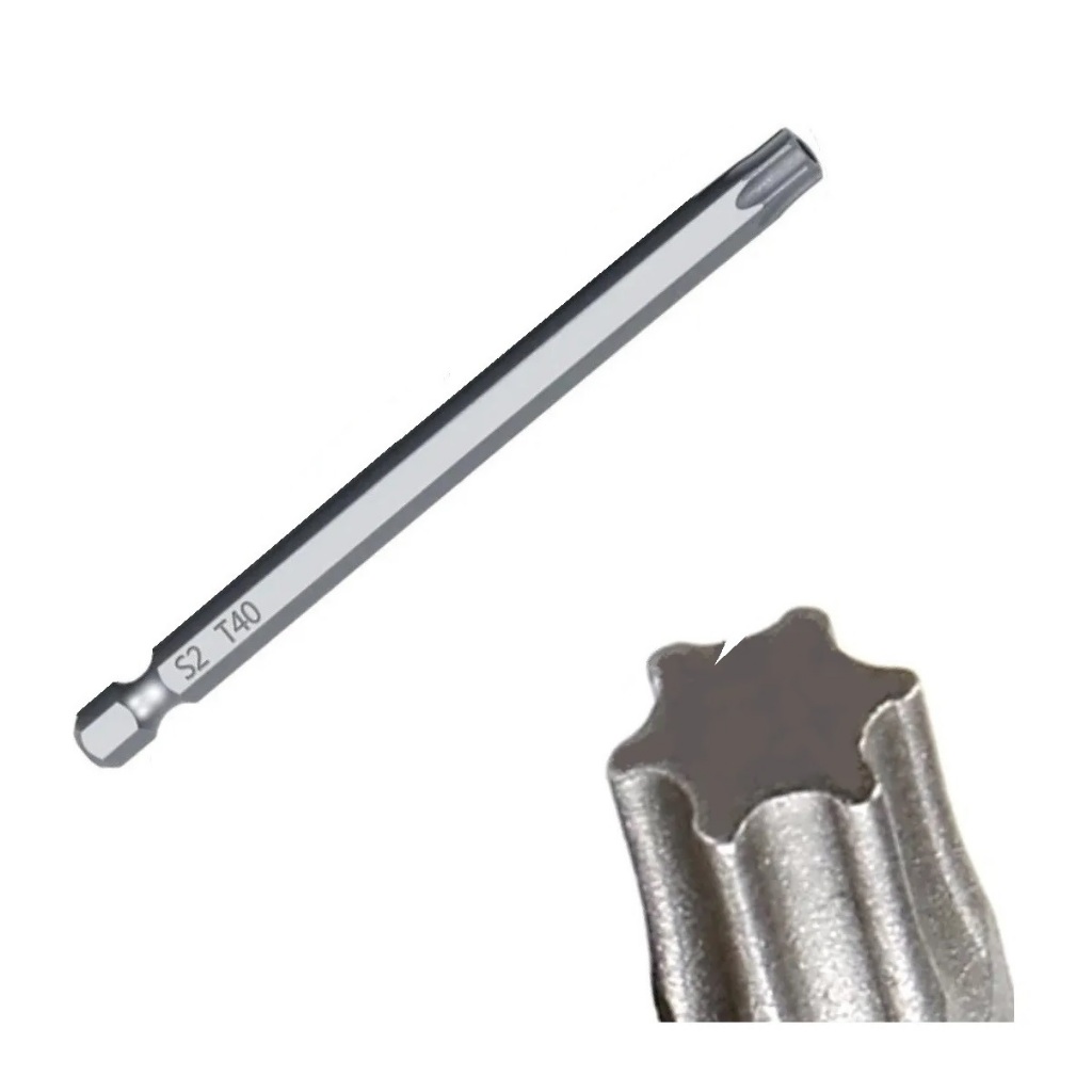 Pontas Bits Torx Longo Com Imã T40 100mm P/ Parafusadeiras