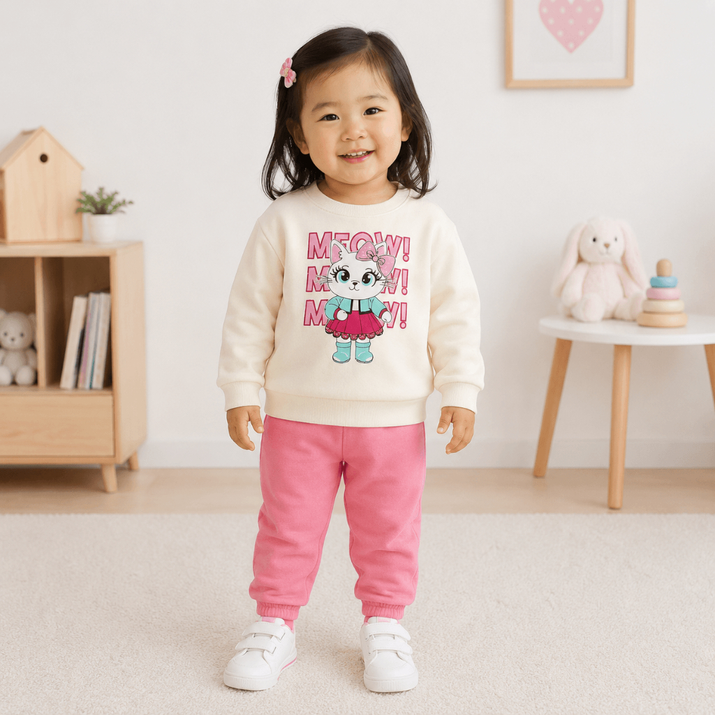 Conjunto Moletom de Inverno Bebê Menina 2 Peças  | Kit Infantil Feminino Macio, Quentinho e Estampado