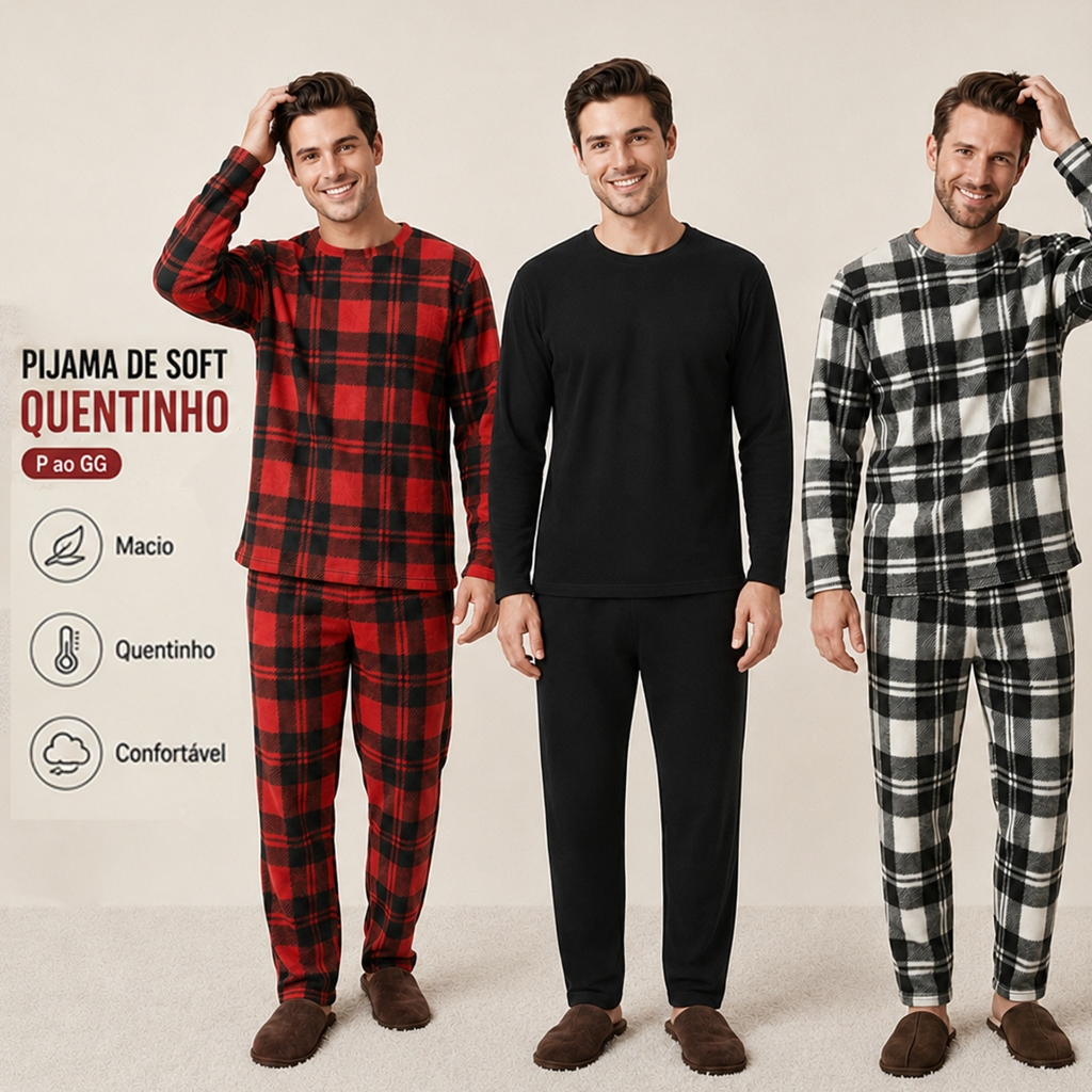 Pijama Masculino Inverno Soft Quentinho do P ao GG