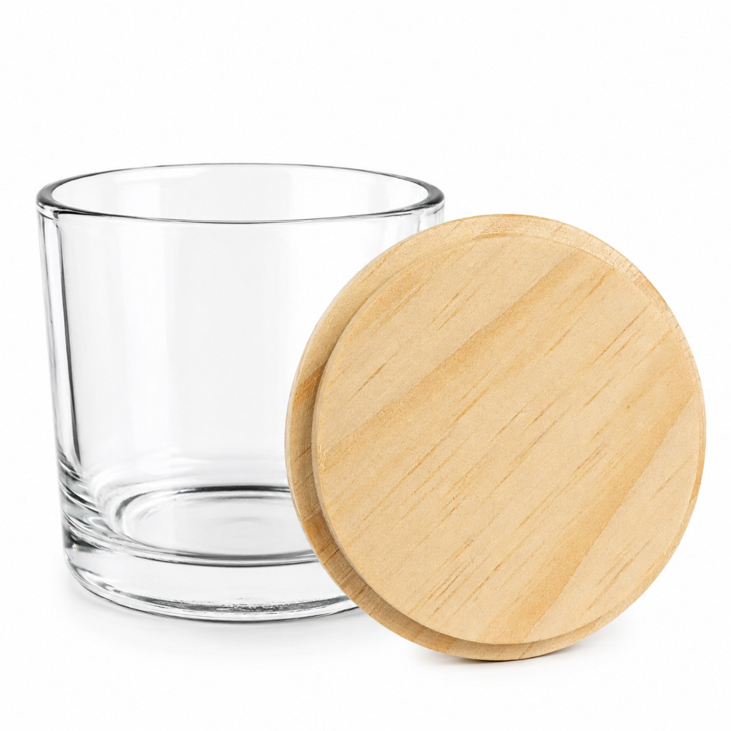 Detalhes do 20 Copos Nadir Rocks 265ml com Tampa Madeira para Velas