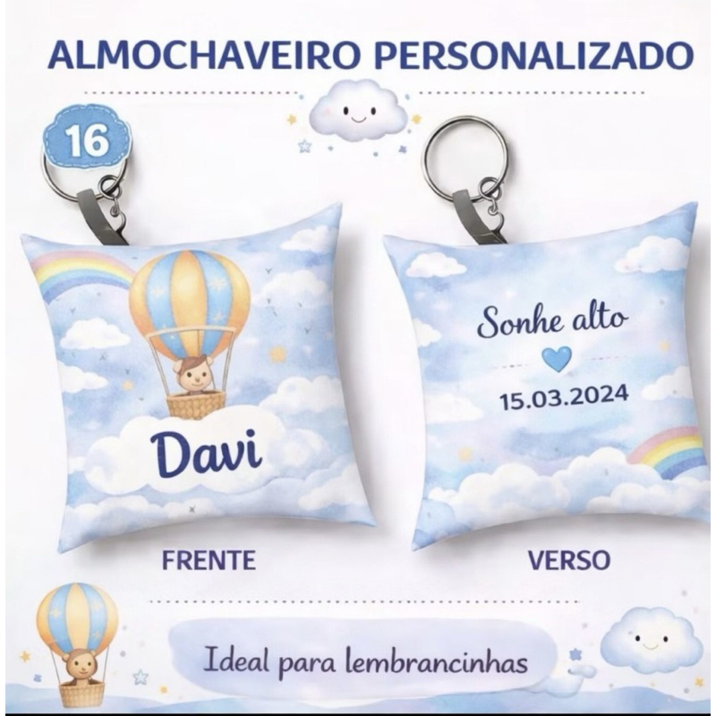 Almochaveiro Balão Céu Personalizado Nome Lembrancinha Bebê Maternidade Nascimento