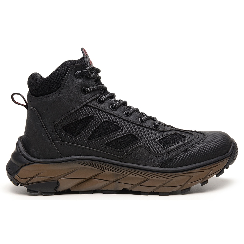Bota Masculina Aventura Preta e Café, Resistente, Confortável, Antiderrapante, Trilha, Trabalho Dia