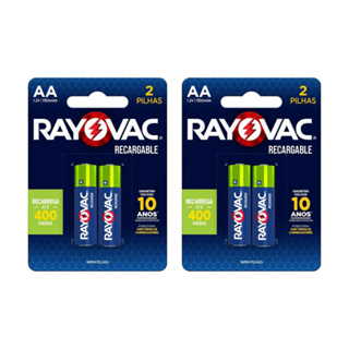 Pilha Recarregavel AA Rayovac Bateria 2A 1350mah Pequena kit 4 unidades