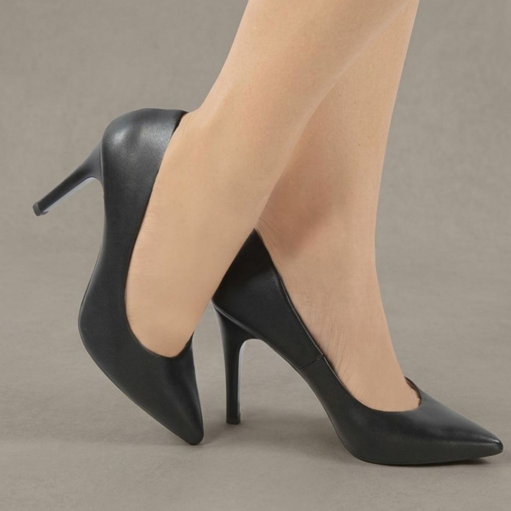 Scarpin Preto Feminino Elegante Salto Alto Palmilha Comfort Super Confortável Bico Fino