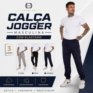 Calça Jogger Masculina Premium Elastano com Bolsos