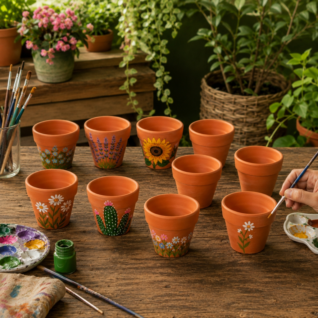 Mini Vasos de Barro Cerâmica C/10 unidades 8x7cm Para Jardinagem Cacto Orquídeas Cuia