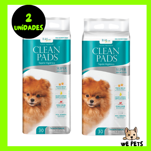Kit 2 x Tapete Higiênico São Francisco Clean Pads Super Premium 85X60Cm - 30 unidades