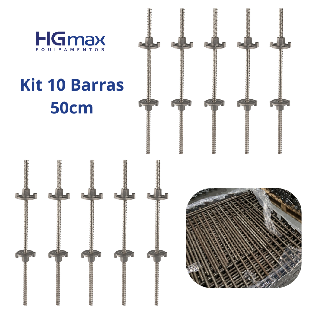 Kit Com 10 Barra De Ancoragem 5/8 De 50cm Com 2 Porca Construção